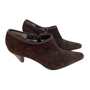 Aquatalia by Marvin K Brown Italian Made Suede Pointed Toe Heeled Booties 9.5